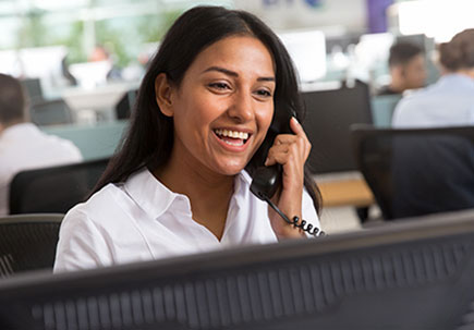 Call centre worker on the phone Call centre worker on the phone