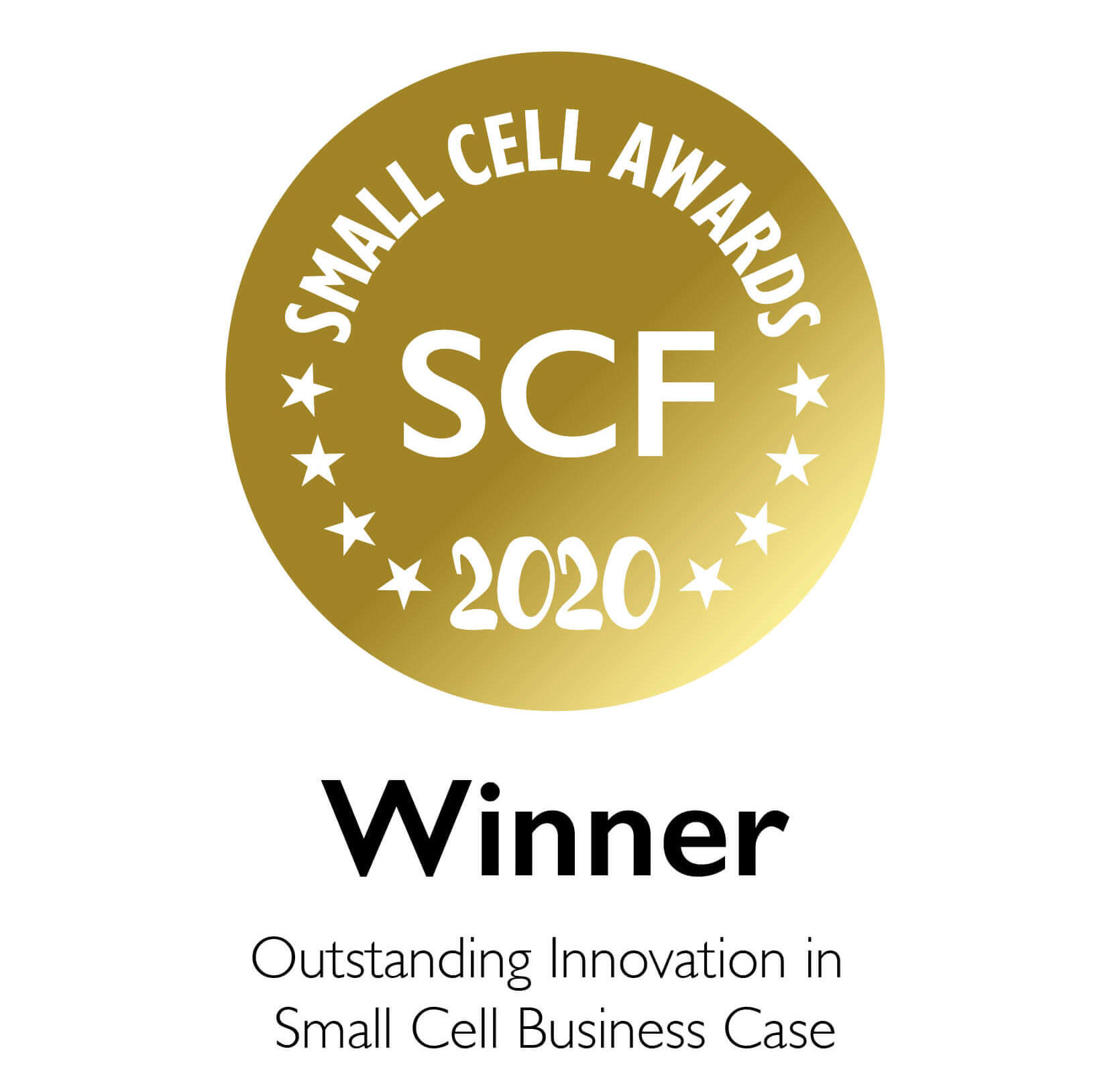 SCF Award medallion for outstanding innovation in Small Cell Business Case