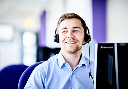 Call centre worker on the phone Call centre worker on the phone