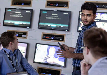 men with many screens